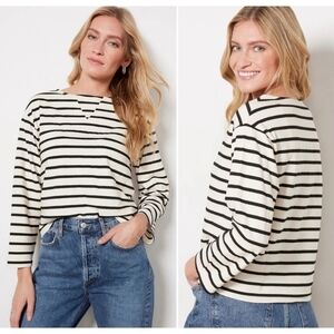 Monrow Sriped Crew Long Sleeve Shirt Size Medium